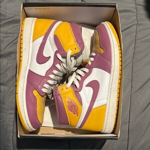 Yellow and Purple High-Top Sneakers